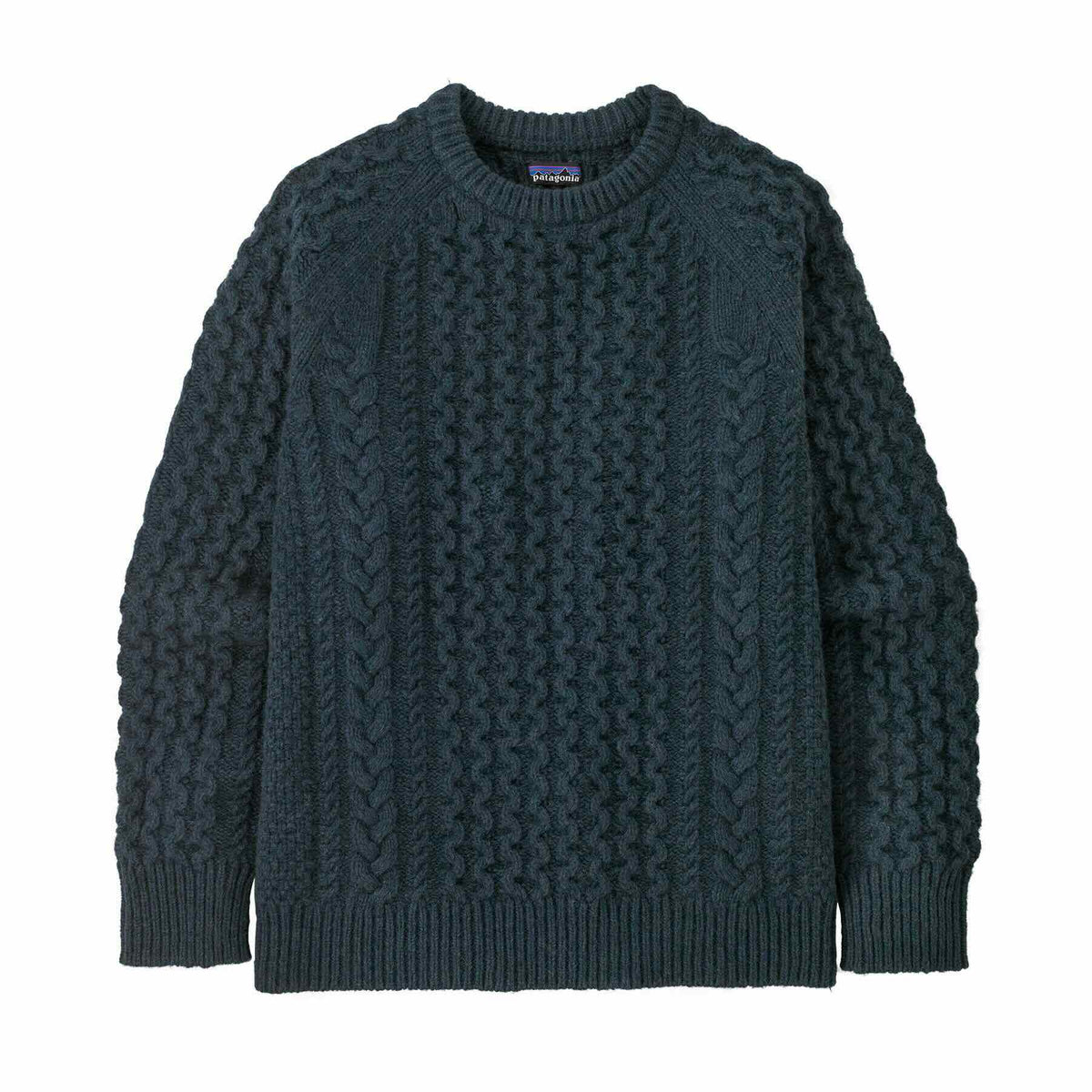 Recycled Wool-Blend Cable Knit Crewneck Sweater 51085